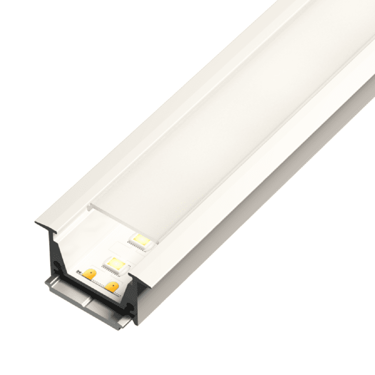 Perfil en aluminio de incrustar para uso en cinta LED o Regleta.